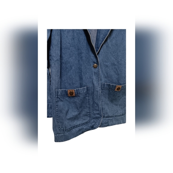 Jantzen Blue Denim Jacket with Brown Collar - Picture 2 of 9